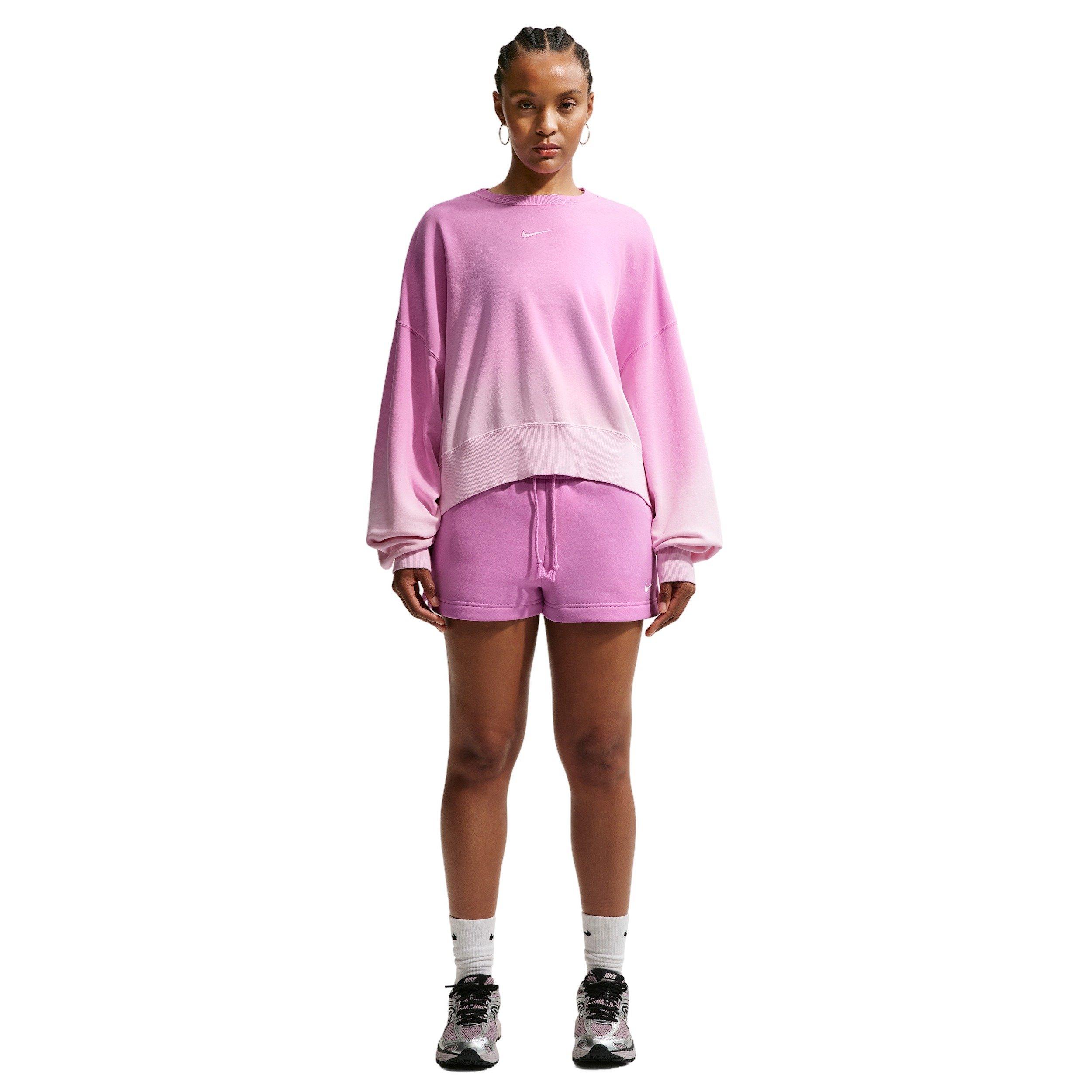 Nike Women's Sportswear Phoenix Fleece Oversized Dip-Dye Crew-Neck Sweatshirt - PINK/PURPLE